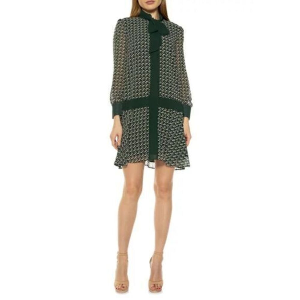 ALEXIA ADMORย NWT Green Geo DropโWaist Shift Dress XSMALL